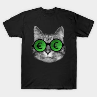 Cat and euro sign glasses T-Shirt